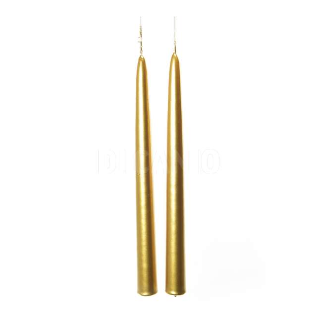 Coppia candele a stelo oro in cera d.2.2xh.25 cm - Principale