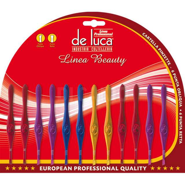 Cartella con 12pz pinzette p.retta e p.obliqua de luca - Principale