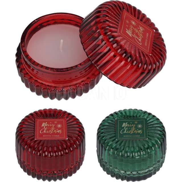 Vaso vetro c/candela 8x5cm 2ass - Principale