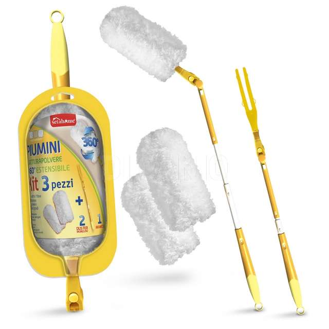 Piumino catturapolvere 360 ° estensibile kit 3 pz 2 piumini + 1 manico - Principale