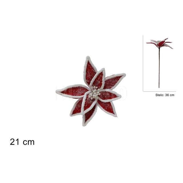 Stelo fiore con pelliccia 21 cm rosso - Principale