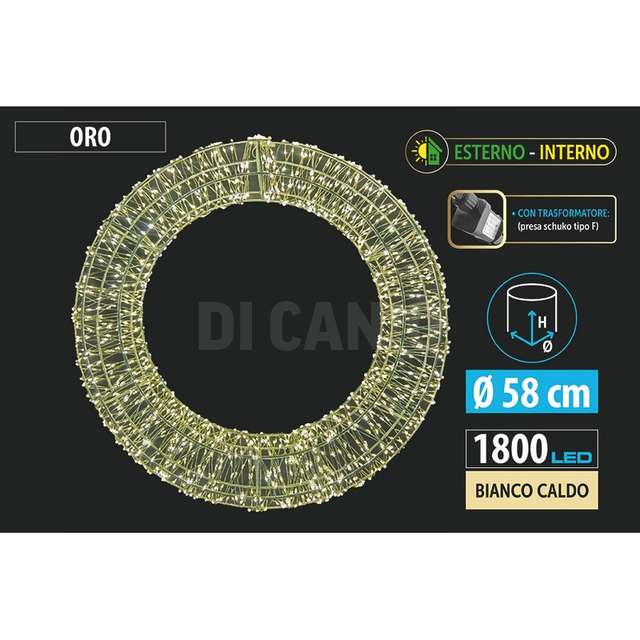 Ghirlanda metallo 58cm 1800l u/est.caldoaldo - Principale
