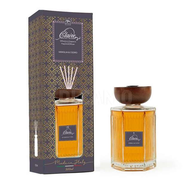 Diffusore di frgranza bottiglia clara 500 ml vamiglia & cedro - Principale