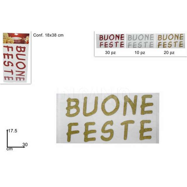Sticker buone feste glitter. piccolo 3col. d.e. - Principale