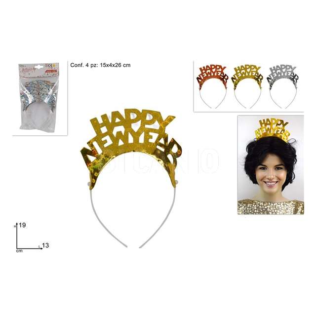 Cerchietto set 4pz happy new year 3 colori - Principale