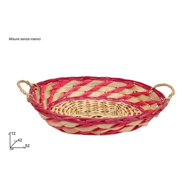 Cesta ovale fascia rossa naturale - Principale