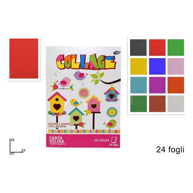 Album carta velina 24 fogli 24x34cm colori assortiti - Principale