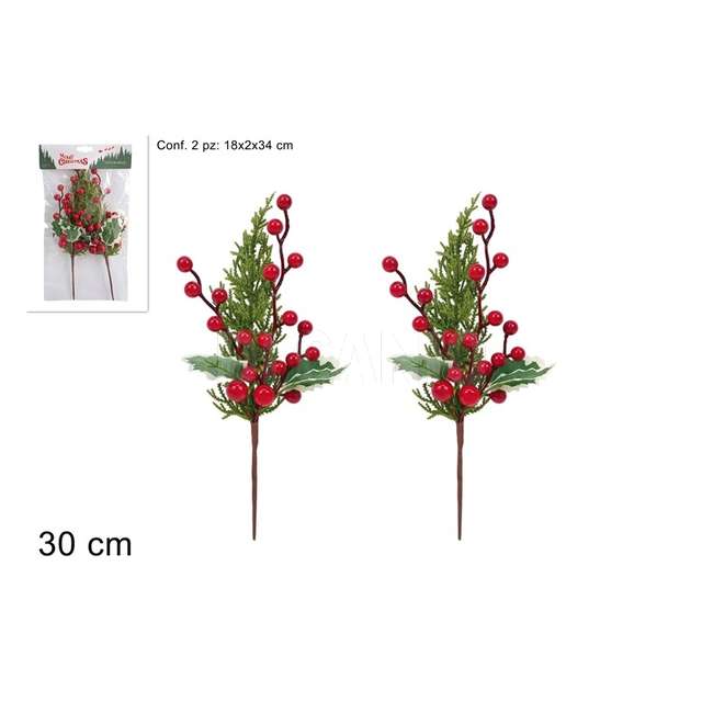 Chiudipacco spillone 30cm foglie e bacche set 2pz - Principale