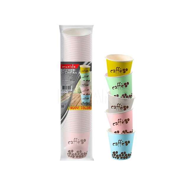 Conf 50 bicchiere caffe bio 0,75 ml colori assortiti. - Principale