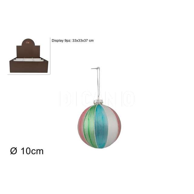 Palla vetro 10cm fasce multicolor - Principale