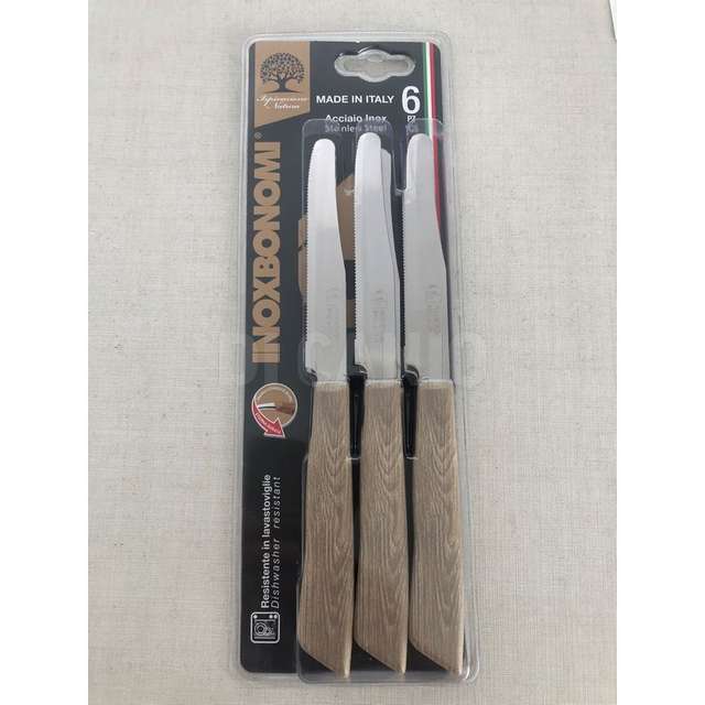 Blister 6 pz. coltello tavola tipo legnonaturale bonomi - Principale