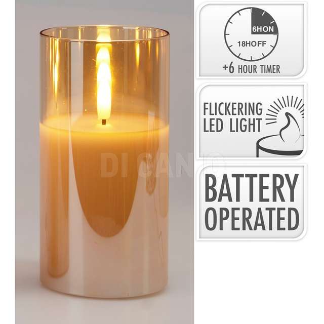 Candela led in vetro ambra15cm - Principale