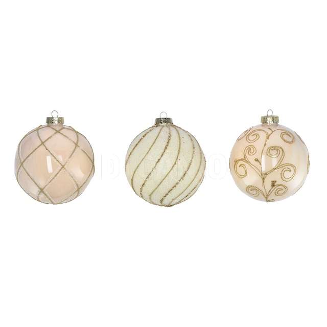 Pallina natale vetro oro bianco ass. d12 - Principale