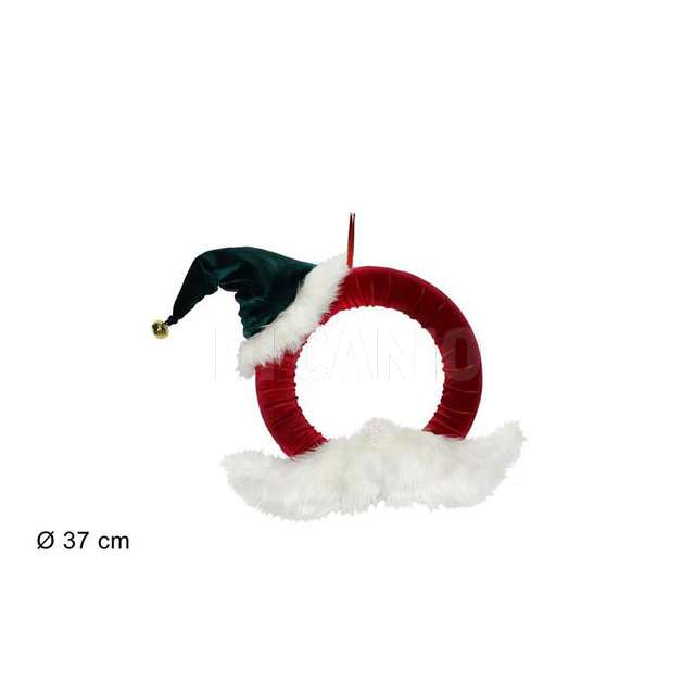 Dietroporta tondo con cappello e baffi 37cm rosso verde xm310 red green - Principale
