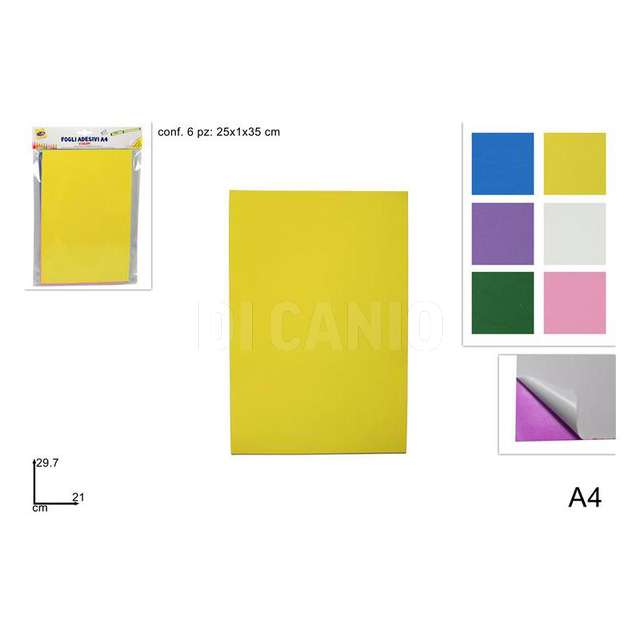 Fogli adesivi in eva a4 set 6 colori chiari - Principale