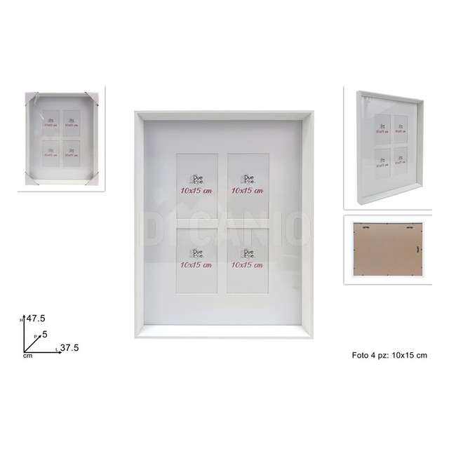 Portafoto legno x4 foto 10x15 bianco - Principale