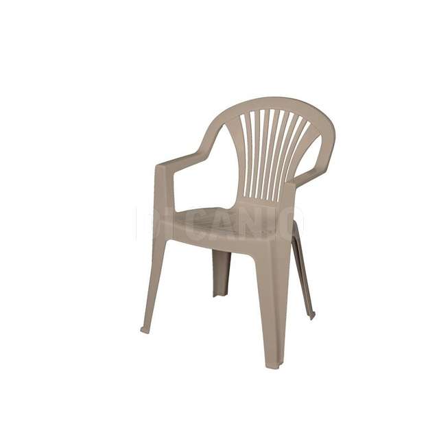 Sedia plastica lido tortora con braccioli 56x58x90h - Principale