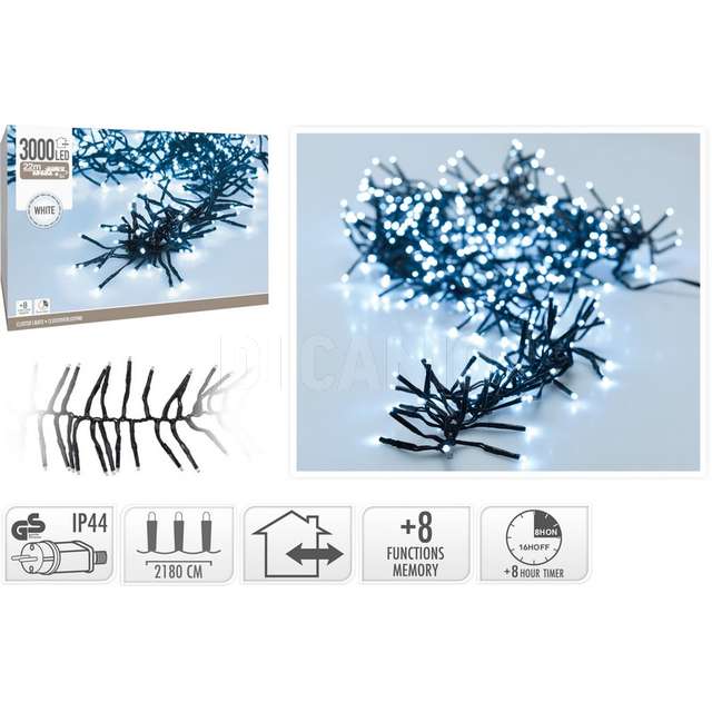 Ghirlanda 3000led bco c/giocomt 22 +3mt prolunga - Principale