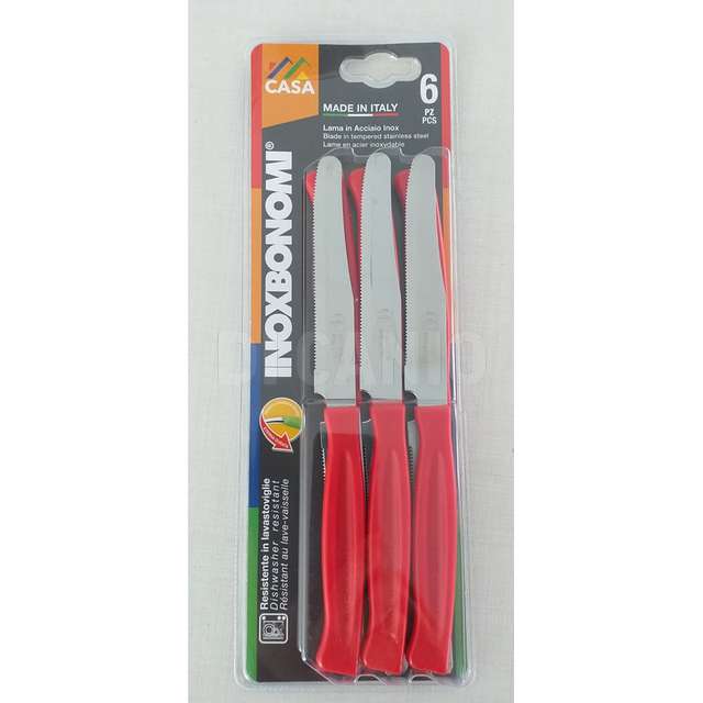 Blister 6 pz. coltello tavola bivalva rosso bonomi - Principale