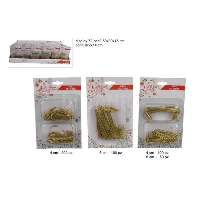 Ganci metallo per palline misure assortitis in display oro - Principale