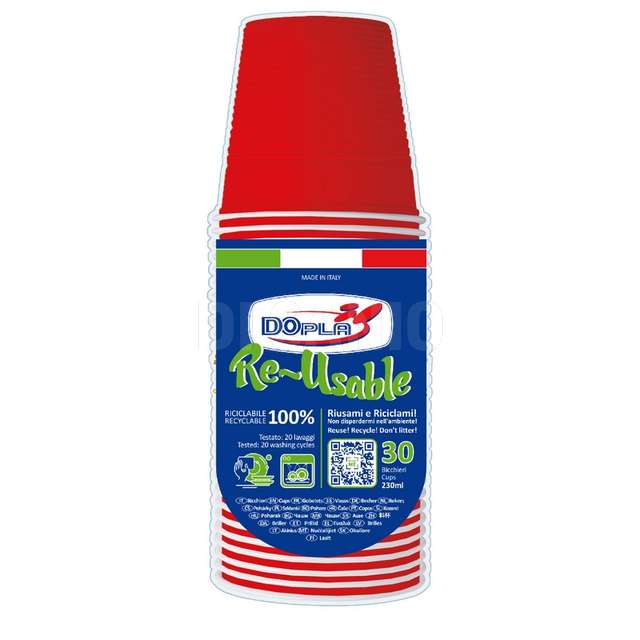 Bicchieri 230ml 30pz bicolore rosso - Principale