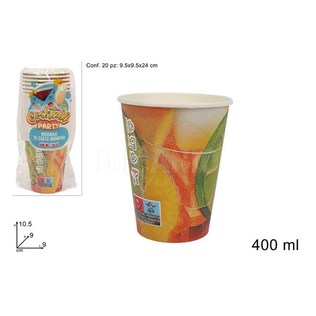 Bicchieri carta cocktail 400 ml set 20 pz fantasia frutta - Principale