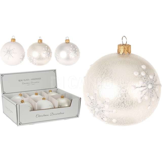 Sfera vetro 10cm fiocco neve3a - Principale