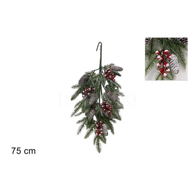 Dietroporta lungo rami pvc c/bacche e pigne 7 cm. - Principale