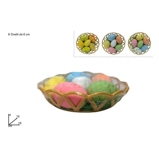 Cestino 6 uova polistirolo cm.6 assortit - Principale