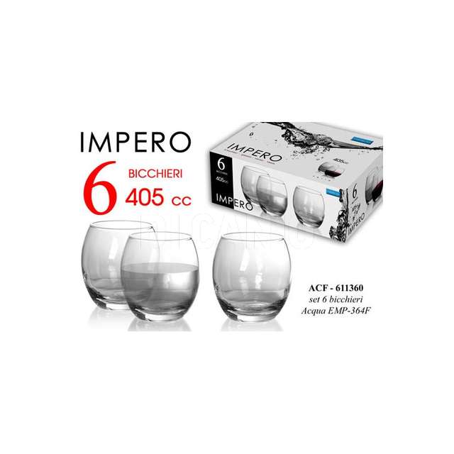 Bicchieri acqua 405cc impero set 6 pz - Principale