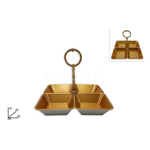 V ass.oio in plastica 4 posti oro con manico - Principale