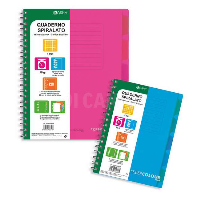 Quaderno spiralato 120 fg/a5 quadr.5mm-fluo - Principale