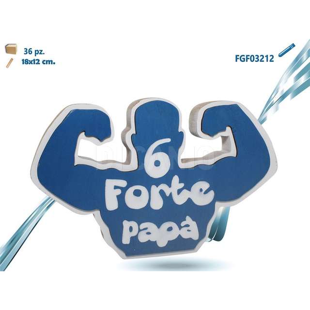 Scritta legno sei forte papa cm.18x12 - Principale