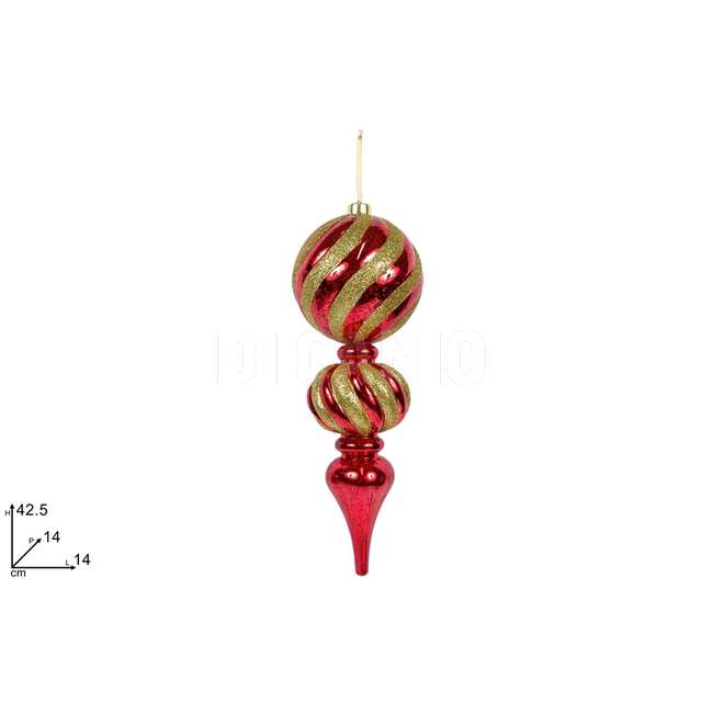 Decorazione palle natalizie rosso lucido/oro glitterato - Principale