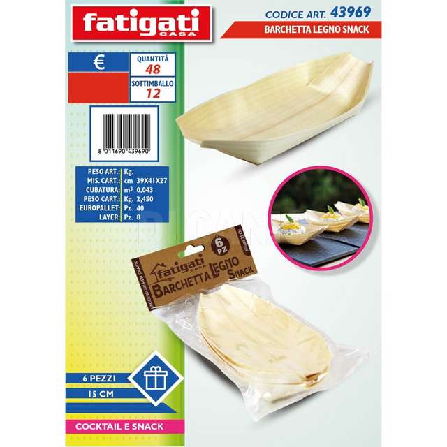 Barchetta legno snack 15cm 6pz - Principale