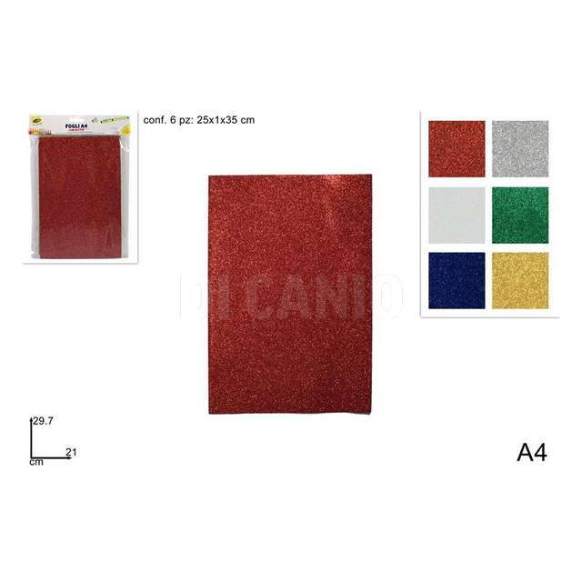 Fogli in eva con glitter a4 set 6 colori - Principale