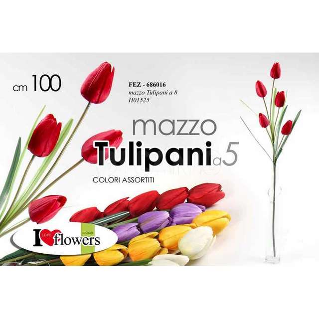 Fez/ramo 5 tulipani ass 100cm h01529 - Principale