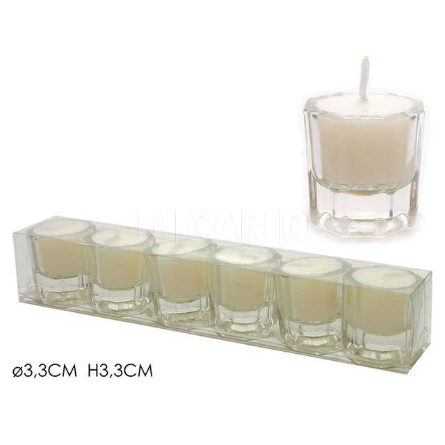 Set 6 candele avorio in vetro - Principale