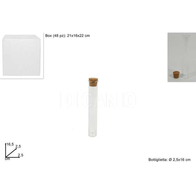 Bottiglietta vetro 25x160mm c/tappo sughero due esse - Principale