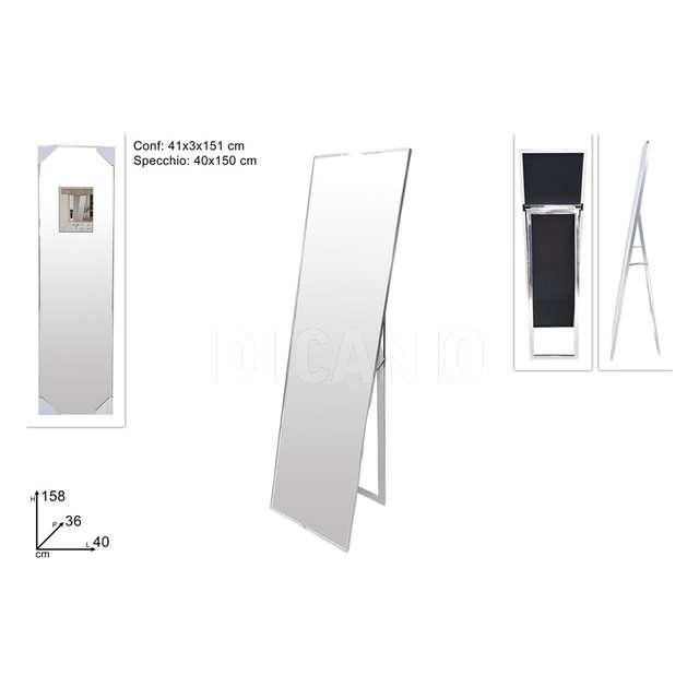 Specchio cm.40x150 cornice metallo silver - Principale