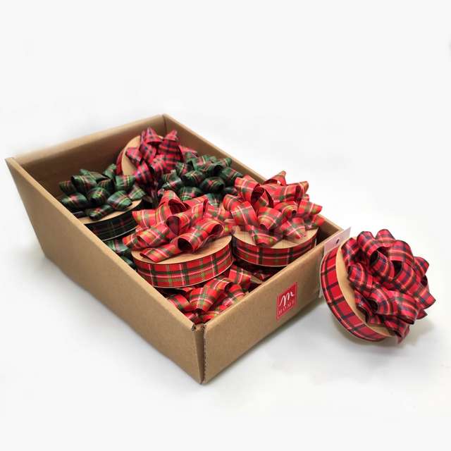 Nastro 10m e coccarda tartan in expo colori assortiti - Principale
