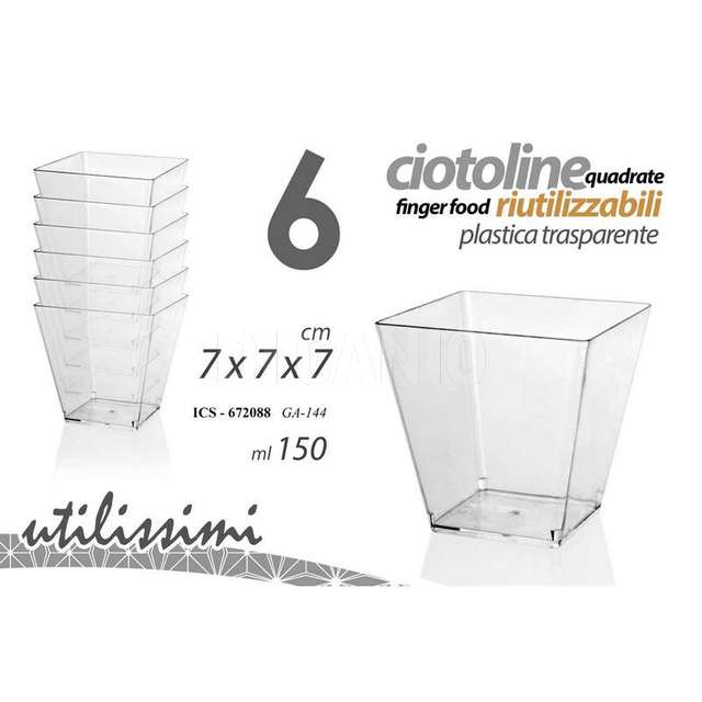 Set 6 ciotoline plastica cm.7x7x7 - Principale