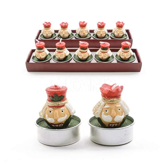 Set 5 tealight in cera d.4xh.4.5 cm design assortiti in scatola regalo - Principale