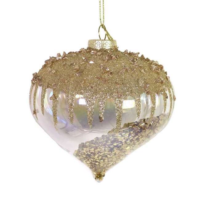Sfera vetro cipolla paillettes oro cm dm.1 0h10 - Principale