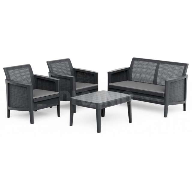 Set atlas 4 pz con cuscini 1 divano + 2poltrone antracite - Principale