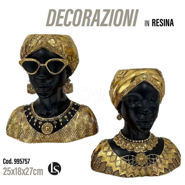 Vaso testa in resina cm,25x18x27 - Principale