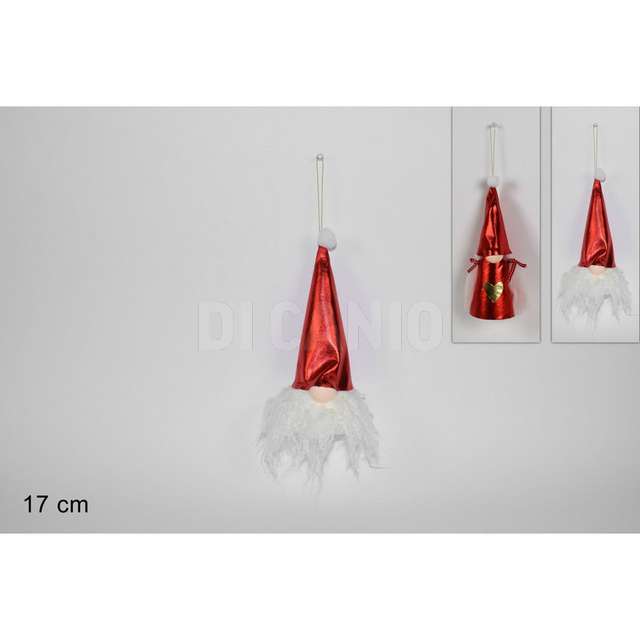 Gnomo di natale 17 cm. con tessuto laminato rosso 2 ass.. - Principale