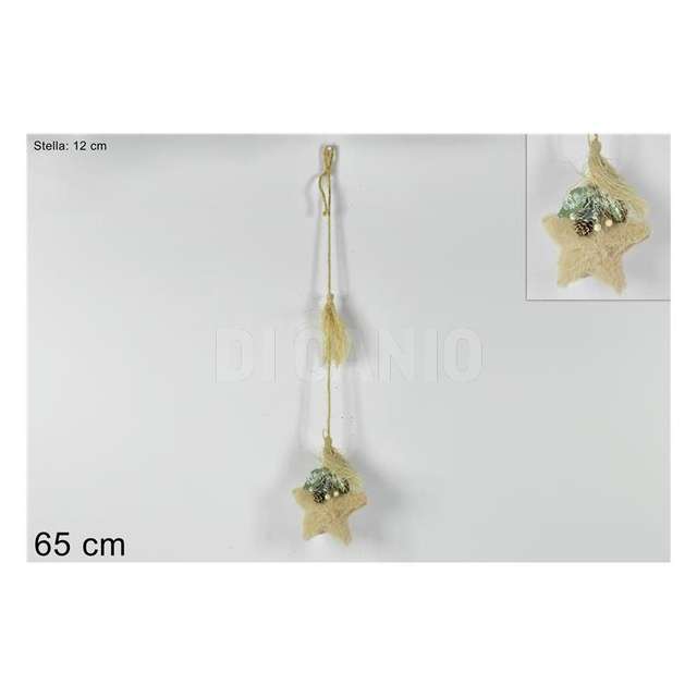 Appendino stella con pelliccia pigne bacche rosa 12cm dy211106e - Principale