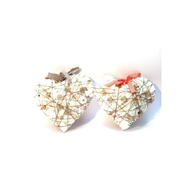 Cuore legno bianco c_cuoricini naturali d.25x9cm. c_fiocco 2ass. creare - Principale