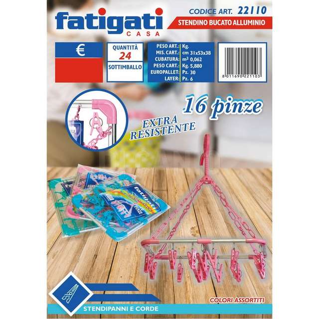 Stendino bucato alluminio 16 pinze - Principale